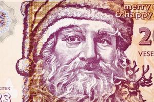 de kerstman claus een portret van geld foto