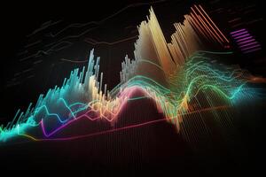 generatief ai, voorraad markt tabel lijnen, financieel diagram Aan technologie abstract achtergrond staan voor financieel crisis, financieel ineenstorting. technologie concept, handel markt concept. foto