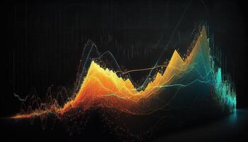 generatief ai, voorraad markt tabel lijnen, financieel diagram Aan technologie abstract achtergrond staan voor financieel crisis, financieel ineenstorting. technologie concept, handel markt concept. foto