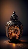 Ramadan kareem nacht lantaarn. ai gegenereerd foto