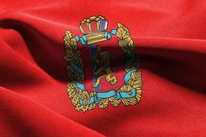 3D illustratie vlag van Krasnoyarsk Krai is een regio van Rusland. foto