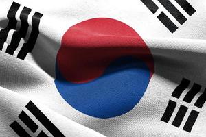3d illustratie detailopname vlag van zuiden Korea foto