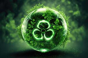 ai gegenereerd waterstof groen energie symbool. ecologisch concept. foto