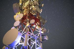 sterren Bij nacht in lucht bovenstaand telecommunicatie toren foto