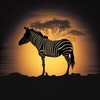 zebra silhouet ai gegenereerd foto