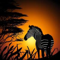 zebra silhouet ai gegenereerd foto