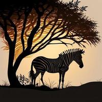 zebra silhouet ai gegenereerd foto