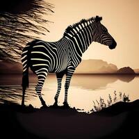 zebra silhouet ai gegenereerd foto