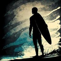 surfer silhouet ai gegenereerd foto
