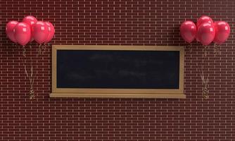 schoolbord ballon roze rood kleur tweeling decoratie behang grunge structuur achtergrond leeg wereld kinderen dag klas jongen meisje kind kind gelukkig grappig zomer school- onderwijs universiteit.3d geven foto