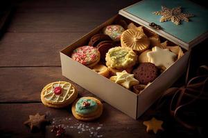 geassorteerd Kerstmis koekjes in een doos foto