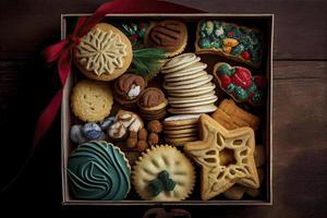 geassorteerd Kerstmis koekjes in een doos foto