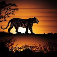 tijger silhouet ai gegenereerd foto