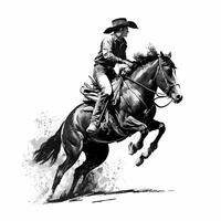 cowboy rijder zwart en wit ai gegenereerd foto