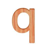 alfabet klein houten vintage. kleine letters brief patroon mooi 3d geïsoleerd Aan wit achtergrond ontwerp medeklinker q foto