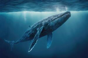 gebochelde walvis in de oceaan. ai gegenereerd foto