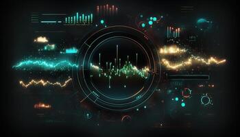 generatief ai, voorraad markt tabel lijnen, financieel diagram Aan technologie abstract achtergrond staan voor financieel crisis, financieel ineenstorting. technologie concept, handel markt concept. foto