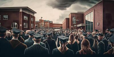 diploma uitreiking viering ceremonie, ai gegenereerd foto