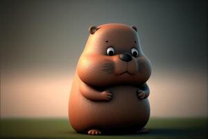 schattig tekenfilm groundhog karakter 3d ai gegenereerd foto