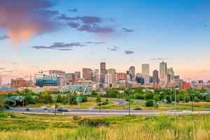 denver downtown stad horizon, stadsgezicht van Colorado in Verenigde Staten van Amerika foto