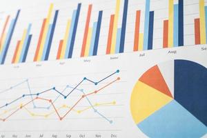 grafiek of ruitjespapier. financieel, account, statistieken en bedrijfsgegevensconcept. foto