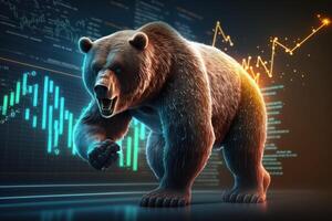 beer bearish divergentie in voorraad markt en crypto munteenheid, beer handel met coloful diagram achtergrond. gemaakt generatief ai foto