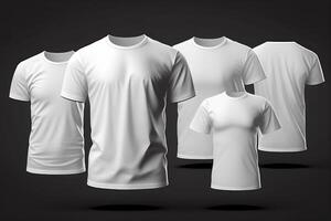 blanco t-shirts Aan een lichaam zonder een Mens met schaduwen Aan donker zwart achtergrond generatief ai foto