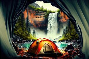wereld toerisme dag 27 september, reizen camping ai gegenereerd foto