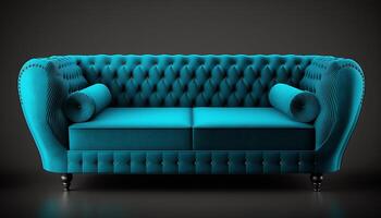 blauw sofa geïsoleerd, generatief ai foto