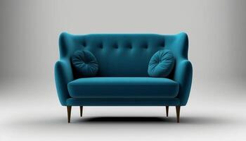 blauw sofa geïsoleerd, generatief ai foto