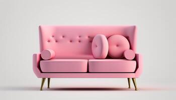 roze sofa geïsoleerd, generatief ai foto