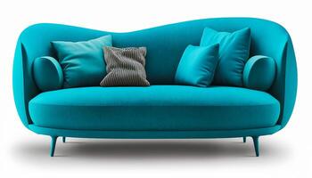 blauw sofa geïsoleerd, generatief ai foto