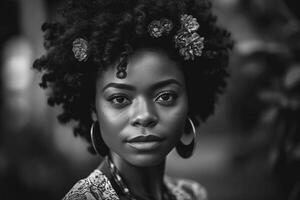 mooi afro Amerikaans vrouw, gemaakt met generatief ai foto