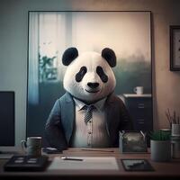 panda zakenman illustratie ai gegenereerd foto