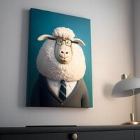 schapen zakenman illustratie ai gegenereerd foto