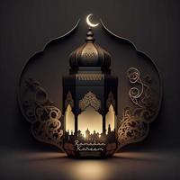 decoratie Ramadhan kareem decoratie 3d in donker achtergrond foto