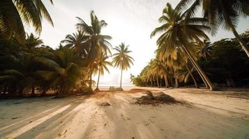 tropisch paradijs of kokosnoot palm strand of wit zand lagune foto