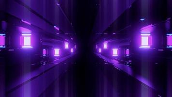 3d illustratie van Sci Fi-tunnel met neonlichten foto