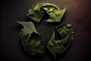 recycle logo gemaakt van groen blad foto