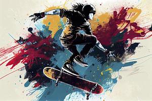 skateboarden achtergrond. extreem sport- vector illustratie met vent Mens schaatser foto