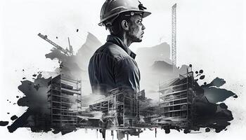 gebouw bouw bouwkunde project toewijding met dubbele arbeid dag en de belang van arbeiders ai gegenereerd foto