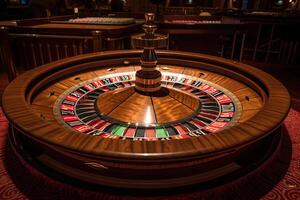 casino roulette dichtbij omhoog. roulette wiel. het gokken verslaving. gemaakt met generatief ai foto