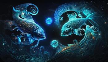 vissen dierenriem teken magisch neon energie gloeiend generatief kunst foto