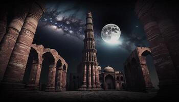qutub minar Indisch monumenten illustratie generatief ai foto
