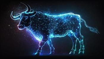 Stier dierenriem teken magisch neon energie gloeiend generatief kunst foto