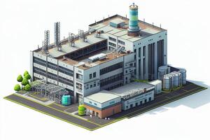 isometrische reclame industrieel fabricage fabriek gebouw - generatief ai. foto