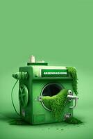 greenwashing of groen glans concept met kopiëren ruimte Aan verticaal achtergrond. generatief ai. foto