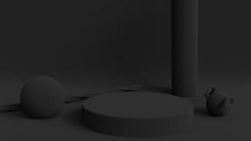 zwart podium met meetkundig vormen voor Product weergave.3d weergave. foto
