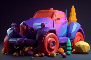 auto illustratie lowpoly 3d ai foto