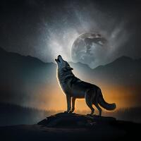 wolf illustratie ai gegenereerd foto